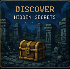 Discover hidden secrets — a treasure chest among moonlit ruins